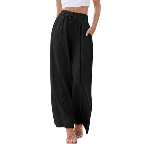 Yxzogd Women's High Waisted Flowy Palazzo Pants with Pockets