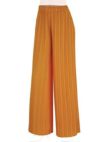 Johnny Women's Pleated Wide Leg Palazzo Pants with Drawstring