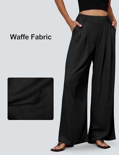 Kayamiya Women's High Waisted Wide Leg Waffle Pants