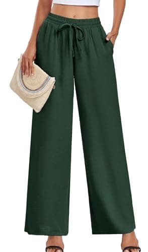 YVH Women's Casual Loose Fit Palazzo Pants with Pockets Elastic Waist