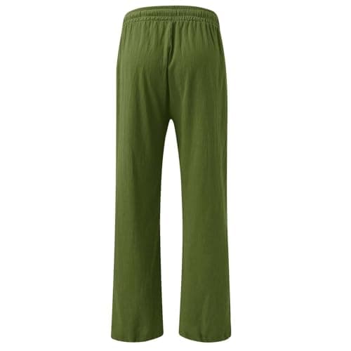 Elastic Waist Palazzo Pants with Pockets | Women's Cotton Linen Wide Leg Lounge Pants