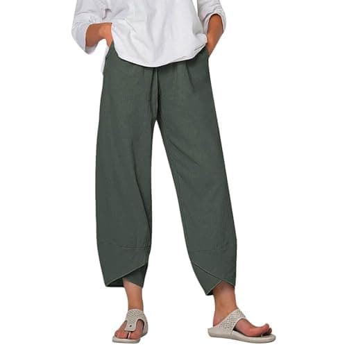 Elastic Waisted Comfortable Women's Crop Pants