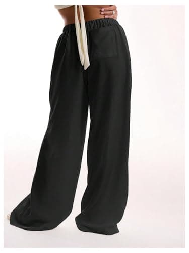 RoseSeek Women's Wide Leg Drawstring Beach Pants Cover Up Swimsuit