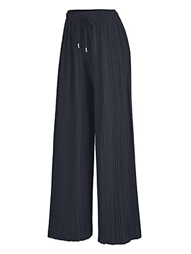 Johnny Women's Pleated Wide Leg Palazzo Pants with Drawstring
