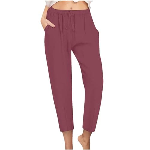 High Waisted Drawstring Tapered Palazzo Pants for Women