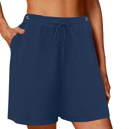 Sktremeuru Women's Plus Size Lightweight Linen Drawstring Shorts