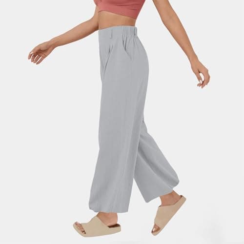Yxzogd Women's High-Waisted Wide Leg Cotton Pants for Summer Beach Wear
