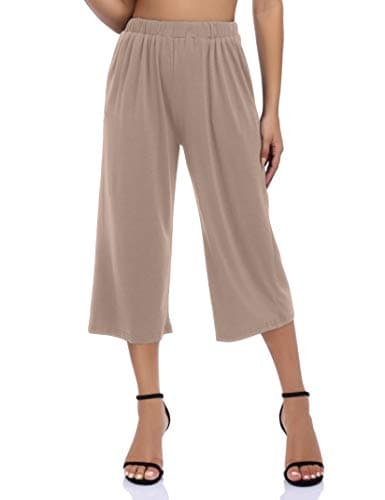 GlorySunshine Women's Elastic Waist Palazzo Pants with Pockets
