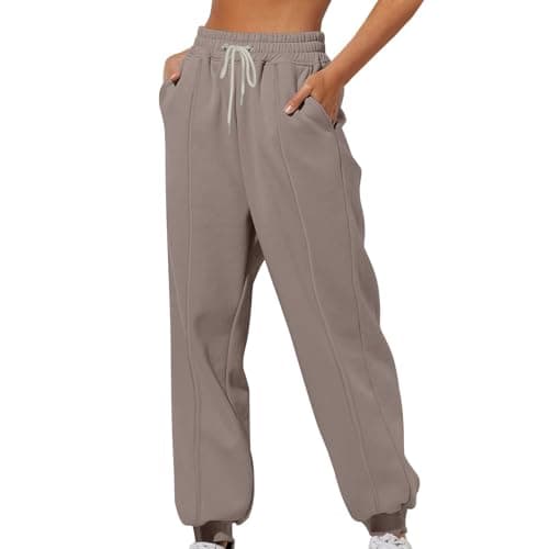 Womens High Waisted Cinch Bottom Fleece Sweatpants Casual Joggers