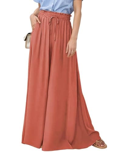 Hooever Women's Wide Leg Flowy Palazzo Pants with Drawstring Waist