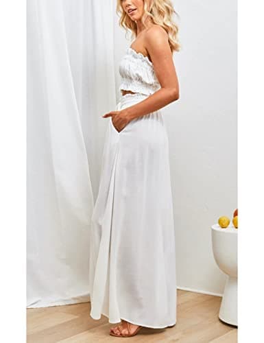 Hooever Women's Wide Leg Flowy Palazzo Pants with Drawstring Waist