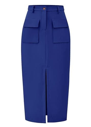 Women's High Waisted Cargo Midi Skirt with Pockets