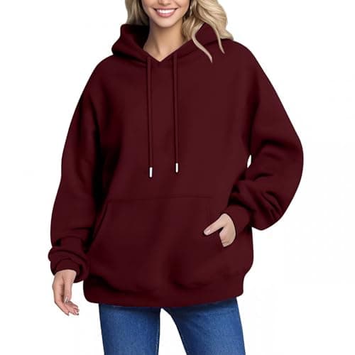 Oversized Y2K Hoodie for Women | Shusuen Long Sleeve Drawstring Sweatshirt with Pocket