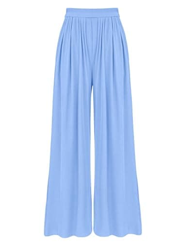 BTFBM Women's Casual Wide Leg Knit Trousers with Pockets