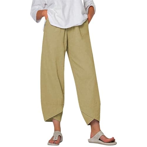 Elastic Waisted Comfortable Women's Crop Pants