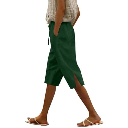 Lightweight Women's Knee-Length Bermuda Shorts in Linen with Pockets