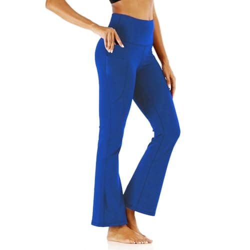 Women's High Waist Flare Yoga Pants with Pockets & Tummy Control