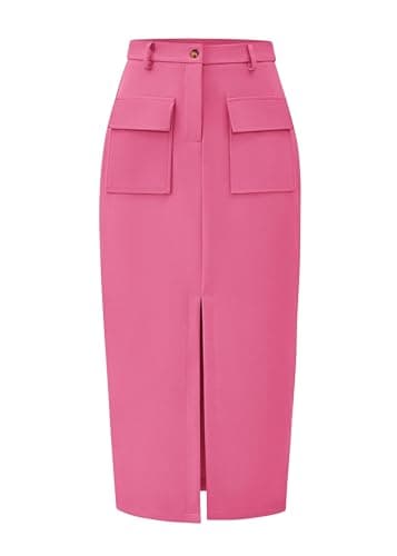 Women's High Waisted Cargo Midi Skirt with Pockets