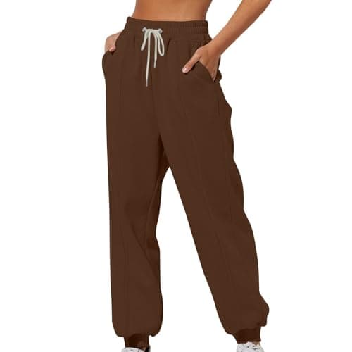 Womens High Waisted Cinch Bottom Fleece Sweatpants Casual Joggers