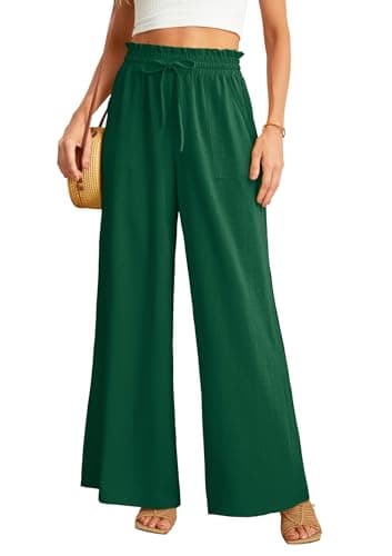 JINKESI Women's High-Waist Wide Leg Loose Pants with Adjustable Ties