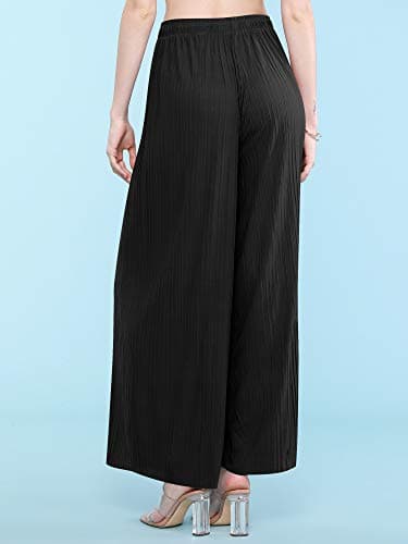Johnny Women's Pleated Wide Leg Palazzo Pants with Drawstring