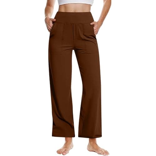Yxyzogd Wide Leg High Waisted Yoga Pants for Women Tummy Control with Pockets
