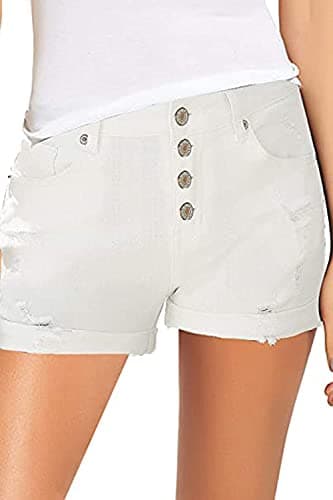 Necooer Women's Casual Mid-Waist Stretch Denim Shorts