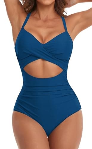 Women's Tummy Control One Piece Swimsuit with Cutout Detail