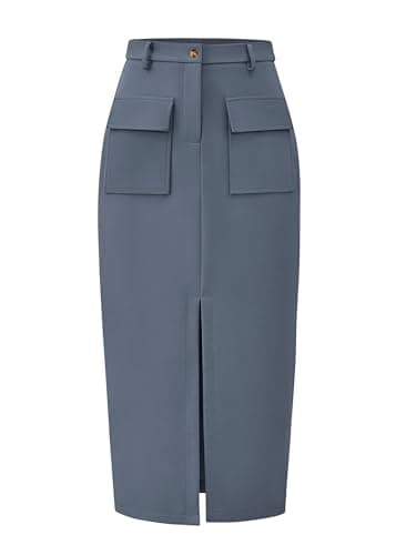 Women's High Waisted Cargo Midi Skirt with Pockets