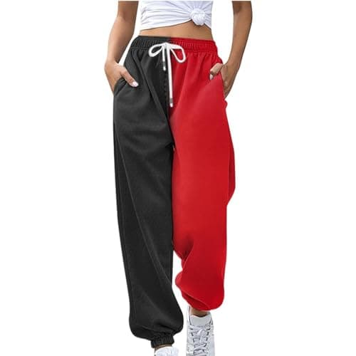 Y2K Aesthetic Women's High-Waisted Cinch Bottom Sweatpants with Pockets
