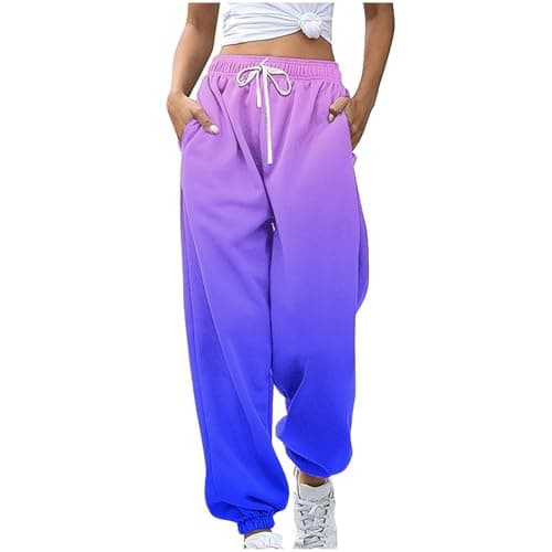 SMIDOW Women's Trendy Fall Gradient High-Waisted Jogger Pants