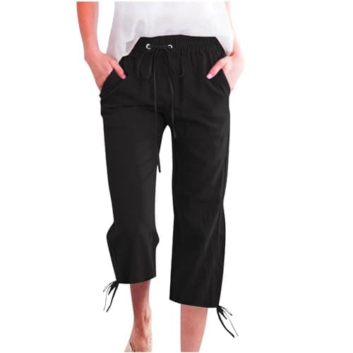Summer 2024 High-Waisted Wide-Leg Capri Pants for Women
