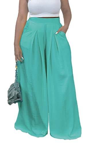 Miiyana Plus Size High Waisted Wide Leg Palazzo Trousers