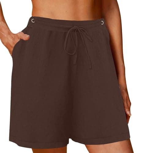 Sktremeuru Women's Plus Size Lightweight Linen Drawstring Shorts