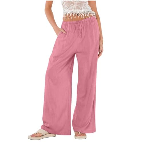Elegant Women's Linen Palazzo Pants with Pockets