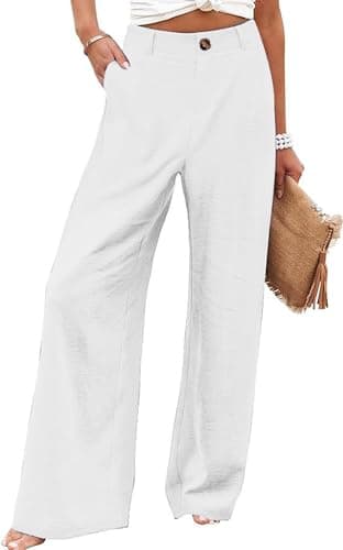 Bbkkuck Women's Elastic High-Waisted Wide Leg Palazzo Pants with Pockets