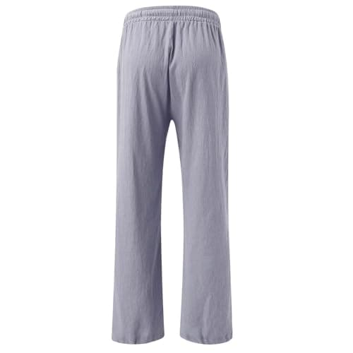 Womens Elastic High Waisted Boho Linen Palazzo Pants with Pockets