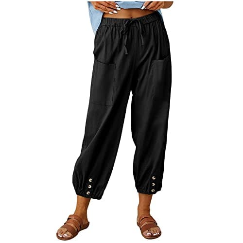 Itsame High Waist Cotton Linen Pants for Women