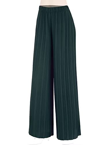 Johnny Women's Pleated Wide Leg Palazzo Pants with Drawstring