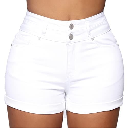 Blostirno Women's Casual Mid Rise Ripped Denim Shorts with Pockets