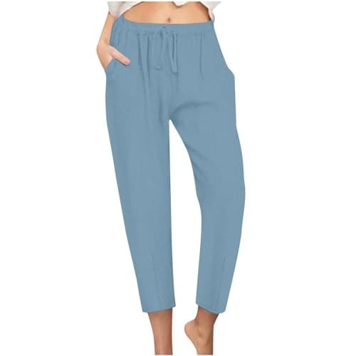 High Waisted Drawstring Tapered Palazzo Pants for Women