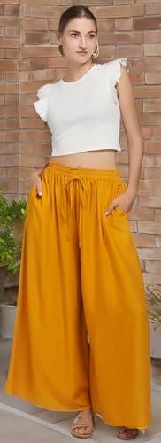 Joob Joob High Waist Flowy Elastic Leg Pants for Women with Pockets