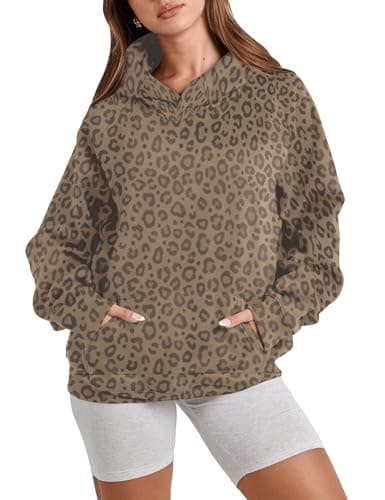 Ythomm Women's Cheetah Print Hoodie Sweatshirt with Pocket