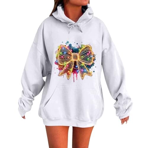 Cute Women's 2024 Oversized Christmas Sweatshirt with Pocket