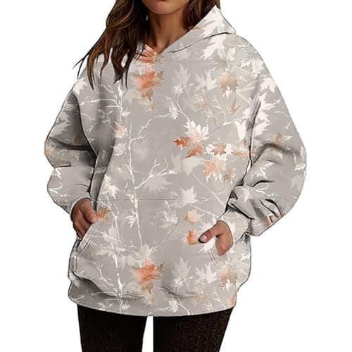 Weinexra Women's Oversized Camo Maple Leaf Hoodie