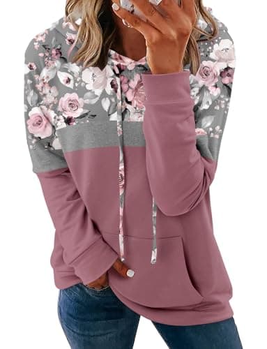 Women's Casual Tie Dye & Floral Print Hoodie Sweatshirt