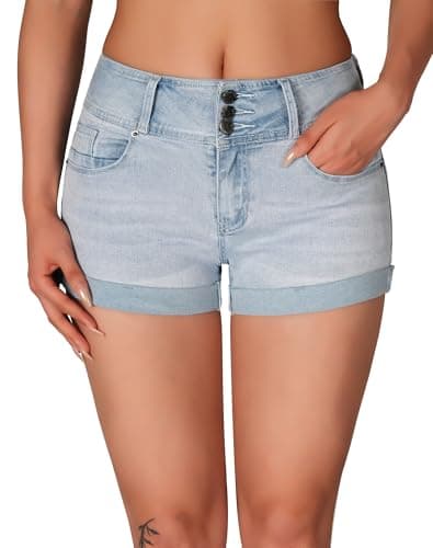 Rosswear Women's High-Waisted Stretch Denim Shorts
