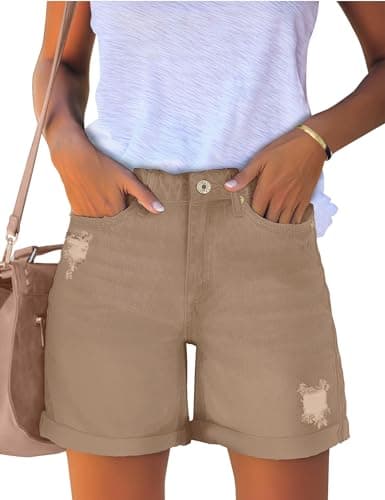 Luvamia Women's High Rise Ripped Denim Shorts
