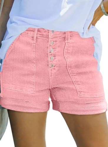 Sidefeel Women's High-Waisted Stretch Jean Shorts Zimba Platinum Denim