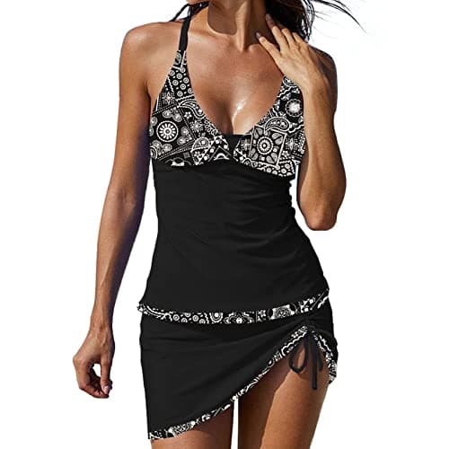 LCMW Women's Flowy Control Top Bikini with Boyshorts